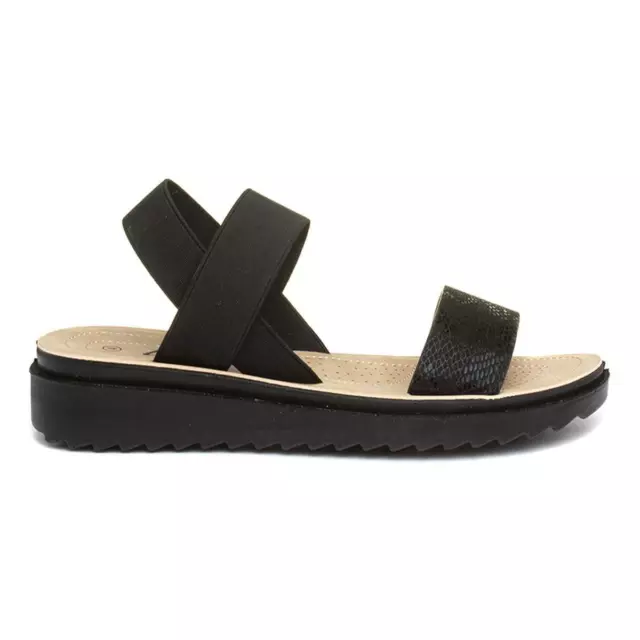 LILLEY WOMENS SANDAL Black Slip On Wedge Shoezone Size UK 3 4 5 6