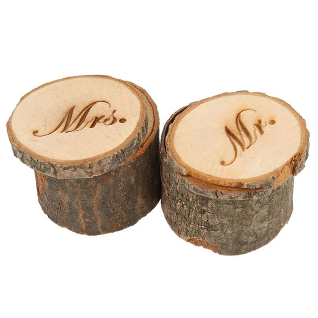 2pz Portacuscino Matrimonio Shabby Chic Rustico Mr & Mrs In Legno D6F4