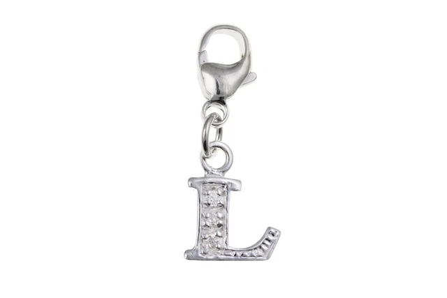 Cubic Zirkonia Initial L Charm Anhänger Sterlingsilber