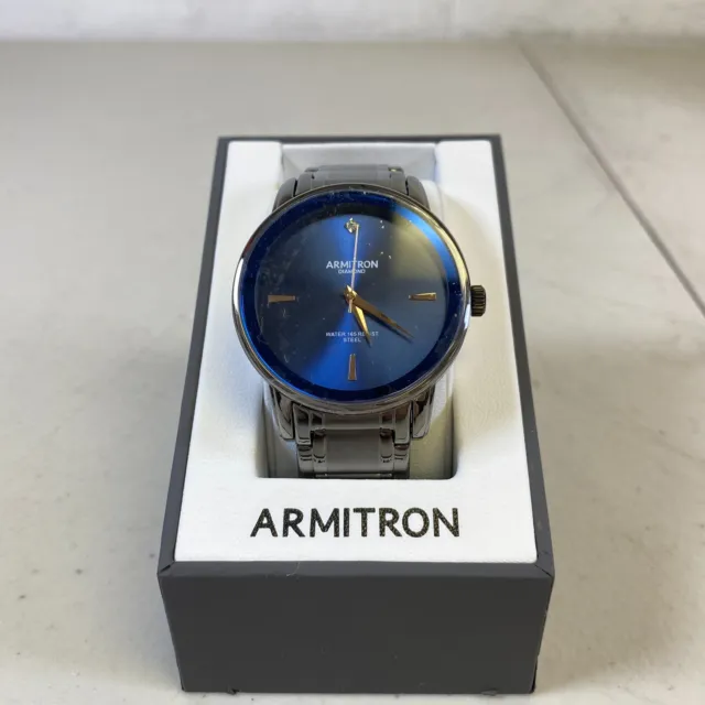 Armitron Mens Diamond Accent Gray Stainless Steel Bracelet Watch 20/5263DG