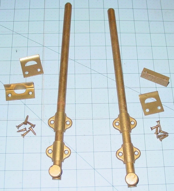 Vintage French Doors Casement Window Surface Slide Security 2 Lock Bolt Set Lot