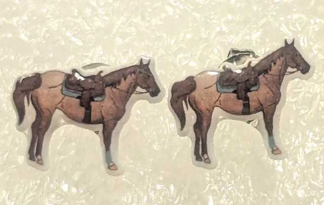 Horse Western Saddle Teeny Tiny Flat Acrylic Post Stud Earrings Jewelry