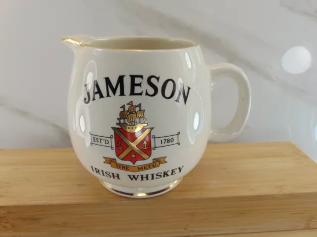 Vintage Jameson Irish Whiskey  cream ceramic pitcher barware / bar decor  RARE