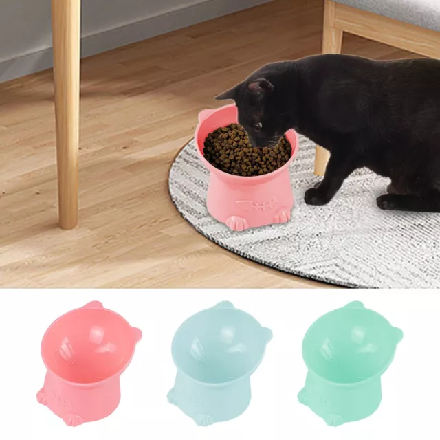 Raised Tilted Elevated Cat Dog Pet Bowl Plastic Food Water Dish Feeder Dispenser