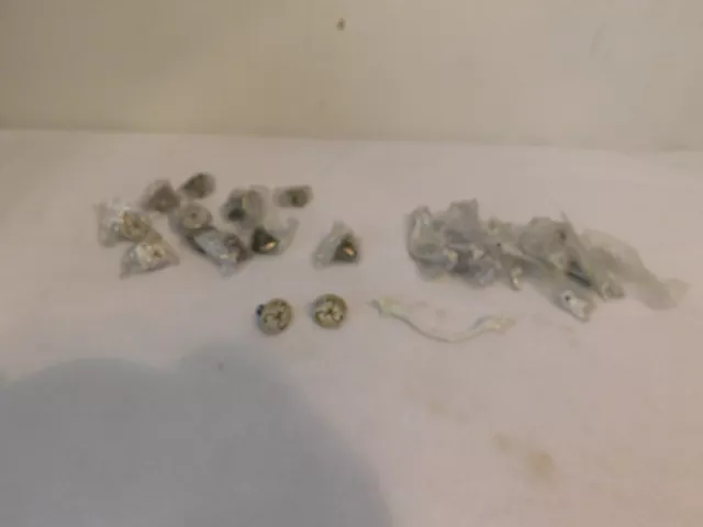 Kitchen cabinet 14 pulls 10 Handles White Gold Brass in color  Vintage NOS