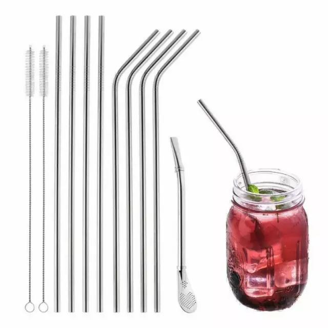 Set of 12 stainless steel drinking straws, reusable straws, cocktails, drinks, d