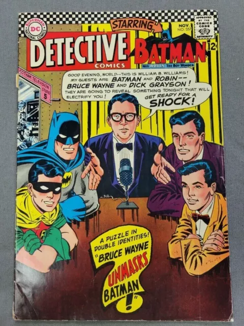 VTG Silver Age Detective Comics #357 (Nov 1966, DC) Batman Robin Unmasked! 3.5VG
