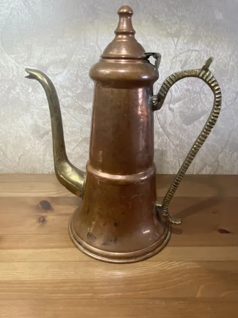 Antique  Coffee/Tea Pot Red Copper And Brass Arabian Islamic