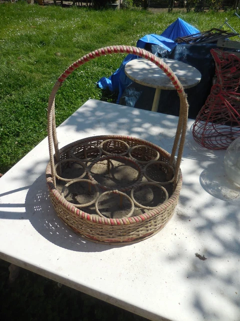 Panier à bouteilles en rotin 4 cases