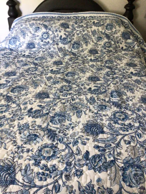 Quilt King Martha Stewart Cotton New Blue & White Toile Print New $280 Tag