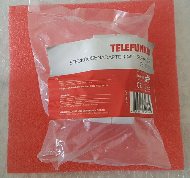Telefunken - Adaptateur Enfichable Avec Interrupteur - 230V Max. 3680 W, max.16A