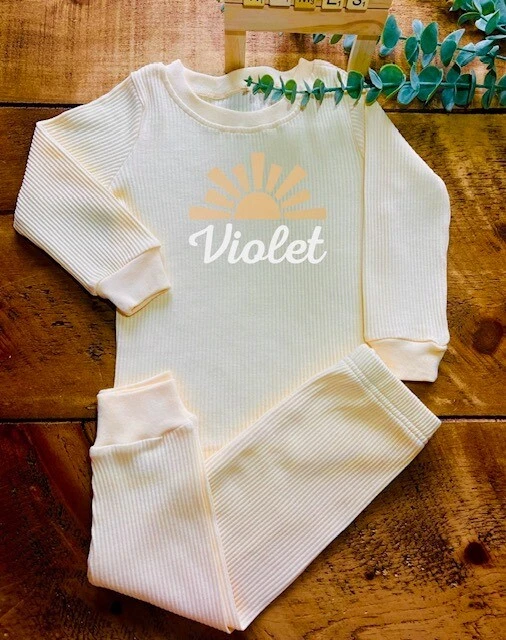 Set di abiti da salotto vaniglia morbidi a costine morbide per bambini di qualità 1/2 - 4/5 anni