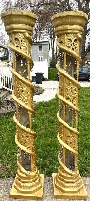 Gold Vintage 8 Feet Tall Fiberglass Columns