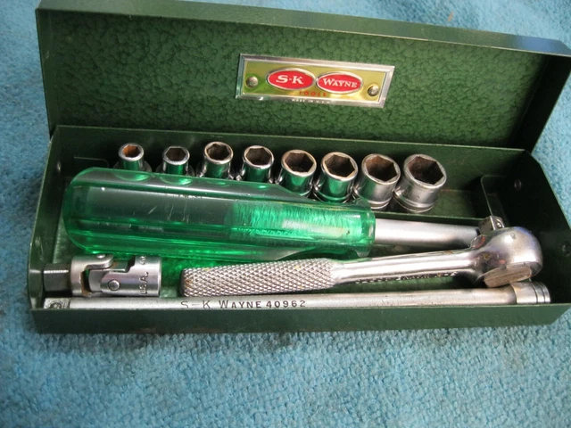 SK Wayne 1/4" Drive Socket WRENCH SET   12 PC + BOX  Set SAE USA RATCHET SPINNER