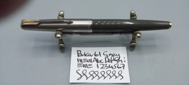 Vintage 1960's Parker 61 Fountain Pen Grey Lustraloy Cap GP Trim 14k Nib GC GWO