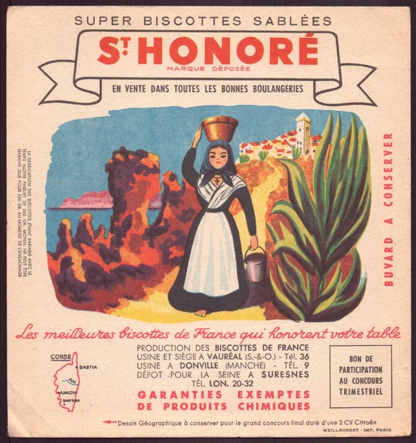 Buvard  Super biscottes sablées " St-Honoré " ( pliures, rousseurs )