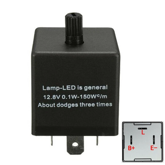 CF13 3PIN ADJUSTABLE LED Flasher Relay Turn Signal Indicator Light 6.