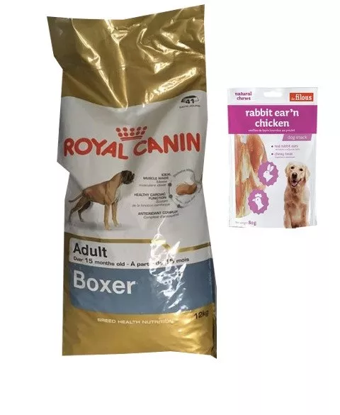 12kg Royal Canin  BOXER ADULT+  80g Fleischsnacks