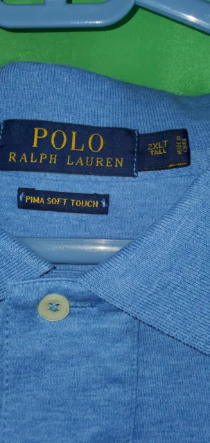 Polo Ralph Lauren Pima Soft Touch Cotton Polo Shirt Short Sleeve  Blue 2XLT