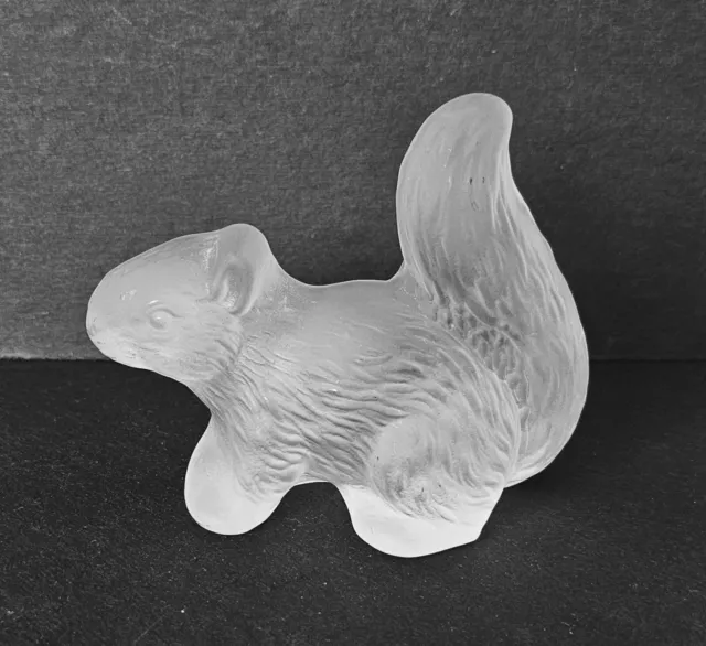 Vintage 1960s Viking Frosted Clear Glass SQUIRREL Figure Paperweight Made in USA