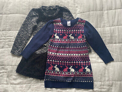 Girls Bundle of 2 Knitted Dresses Size 4-5 years