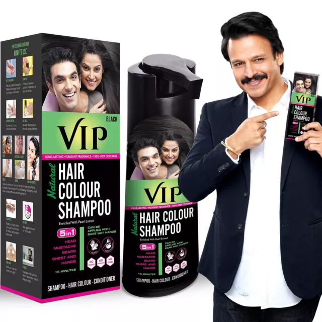 VIP HAARFARBEN SHAMPOO 180 ml Schwarz für Männer und Frauen