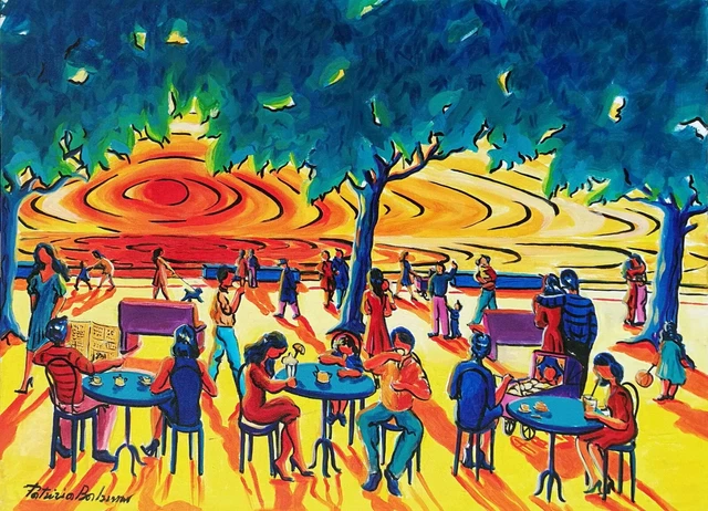 Patrizia Balzerano "Al Bar" acrilico su pannello cm 70x50