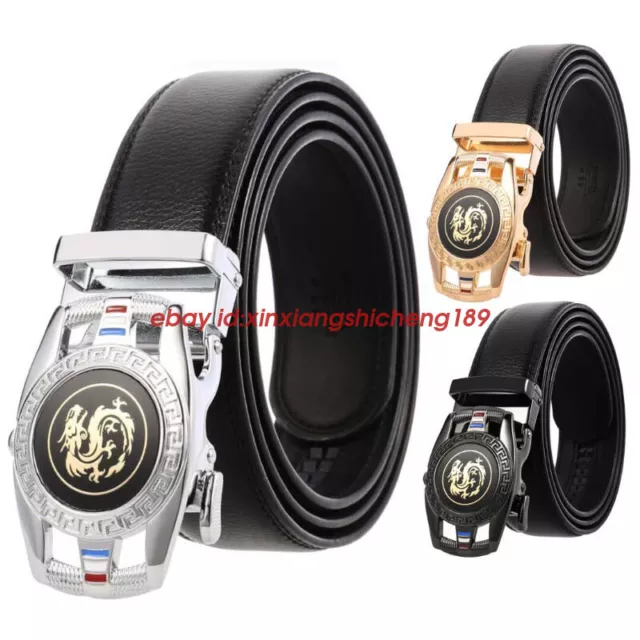 Luxury Men's Belts Ratchet Belt Strap Dragon Automatic Buckle Real Leather Belt