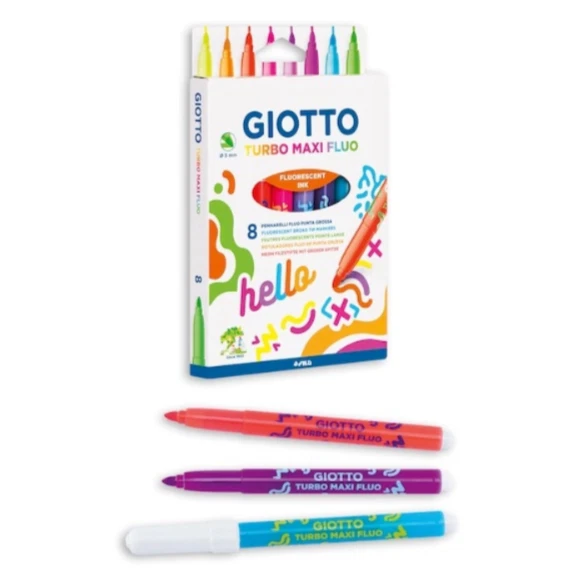 Giotto Turbo Maxi Fluo 8 Pennarelli - Colori Fluorescenti Per Evidenziare E Decorare - Foto 5