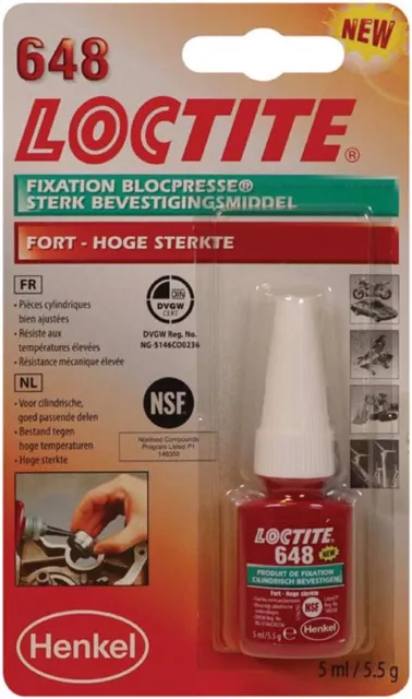 FREIN FILET PROFESSIONNEL FIXATION FORTE LOCTITE 648 5 ml