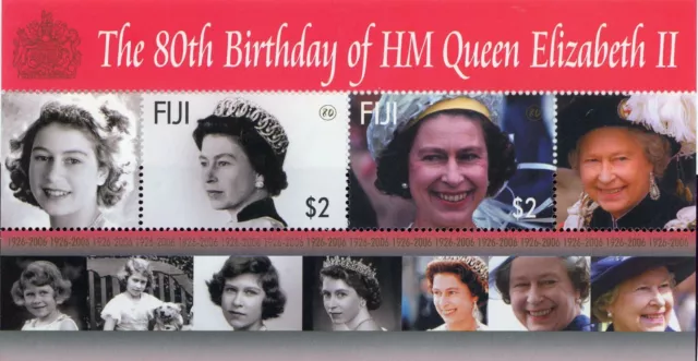 Island of FIJI -80th Birthday of HM Queen ELIZABETH II.-sheet with 2 stamps 2006 3