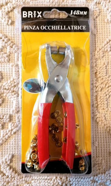 Pinza Fustellatrice 2 In 1 + 100 Occhielli Ottone - Per Cuoio, Pelle, Plastica