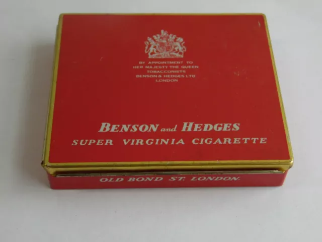 Vintage Benson and Hedges Super Virginia  Cigarette Tin  3.5x3.3/4"