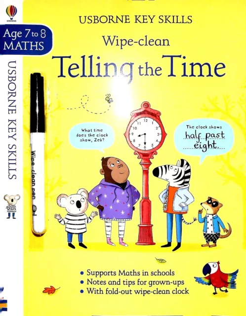 Wipe-clean Telling the Time 7-8 Usborne Key Skills  Maths Book New