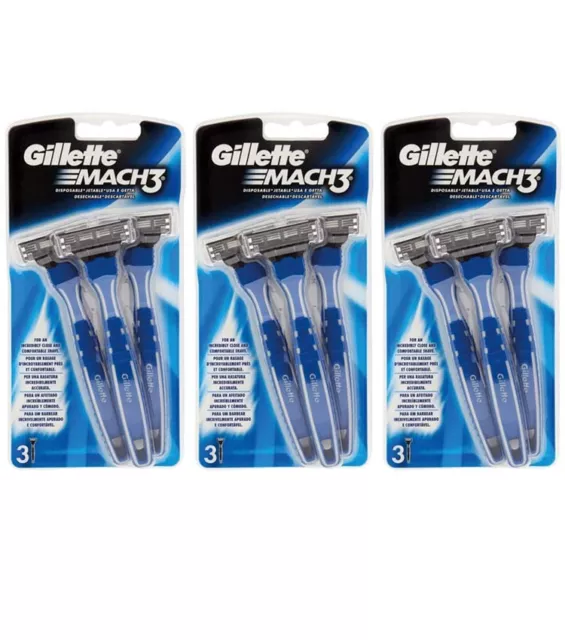 9pz Rasoio Gillette Mach 3 tre lame monouso lamette barba