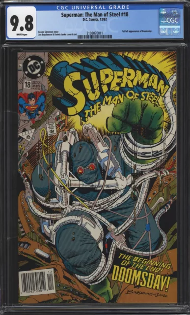 Superman The Man of Steel #18 CGC 9.8 NM/MT WP NEWSSTAND 1st Doomsday! DC 1992