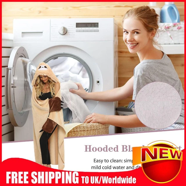 Wearable Hooded Blankets with Gloves Washable Flannel Thermal Shawls (Champagne)