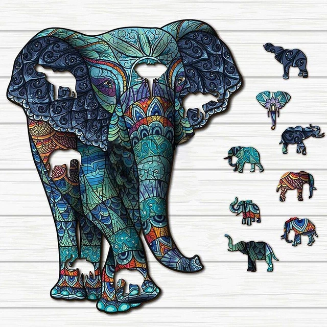 Elephant Lion Shape Jigsaw Puzzle Adults Kids Educational Birthday Toys Gifts 2
