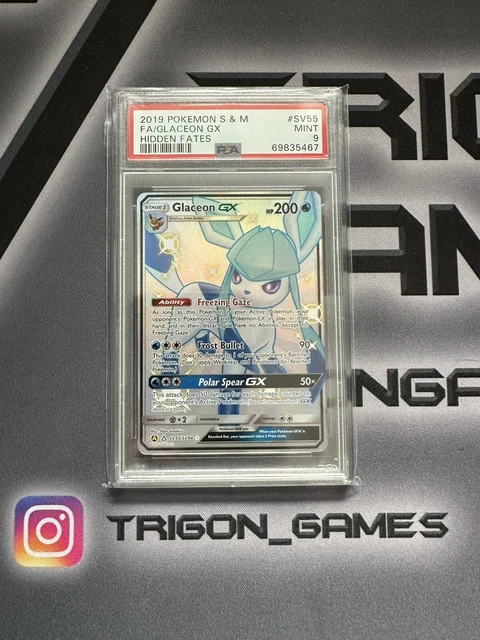 Glaceon GX Full Art Holo PSA 9 Pokémonkarte. Hidden Fates SV55/SV94