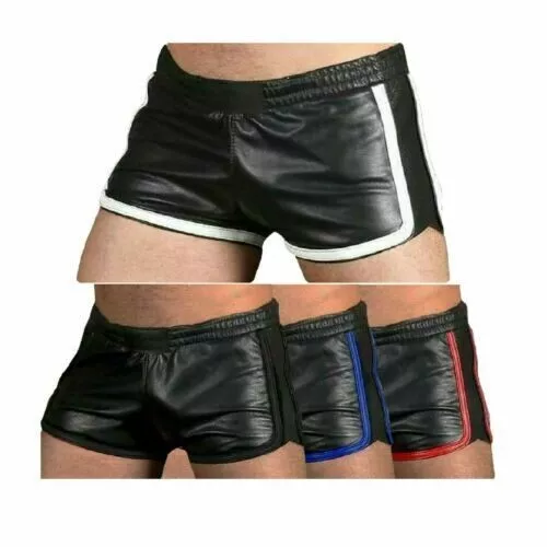 MENS REAL COW LEATHER BLACK / SHORTS Clubwear or Bondage MOST SIZE