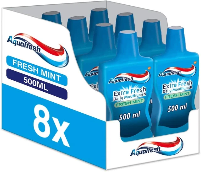 Enjuague bucal Aquafresh extra fresco diario fresco como nuevo 8x500 ml