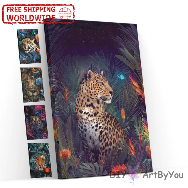 PAINT BY NUMBERS Kit DIY Oil Painting Framed Canvas Art Tiger Leopard