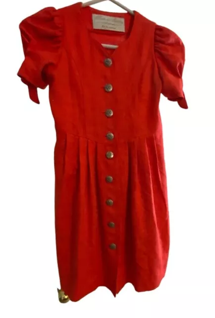 H.Moser Salisburgo Austria Ragazze Rosso Abito Plissettato Misura 14?