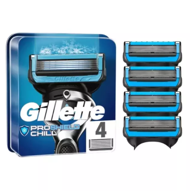 Pack 4 Lames GILLETTE PROSHIELD CHILL Recharge Rasoir Gilette Proglide Fusion 5