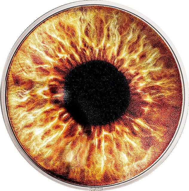 Palau 2023 5$ HAZEL BROWN Coloreyezed Eye 1 Oz silber Münze