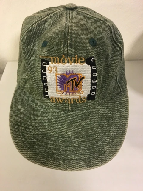 Vintage MTV 1993 Hat Cap Movie Awards Green Stonewash Denim Butterfinger Advert