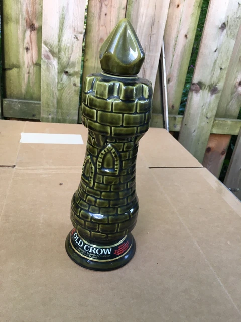 Vintage Old Crow chess Whiskey decanter Dark Rook Castle VGC