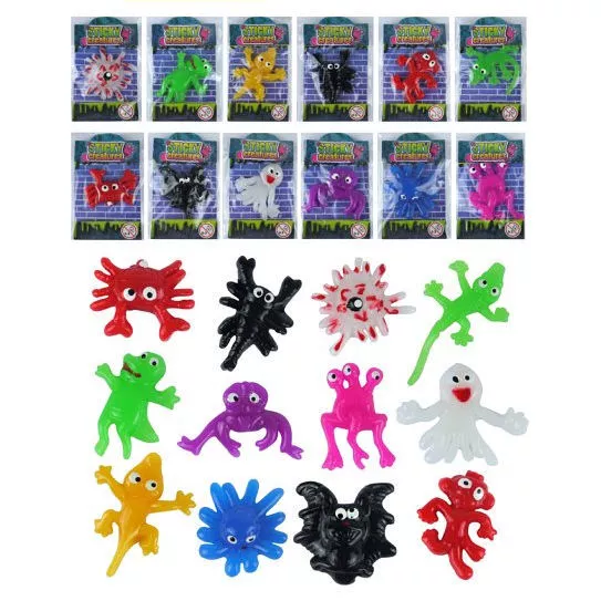 12 Mini Sticky Creatures - Pinata Toy Loot/Party Bag Fillers Wedding/Kids