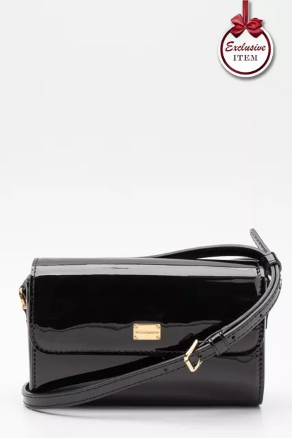 RRP €300 DOLCE & GABBANA BAMBINO Borsa a tracolla in pelle verniciata logo Made in Italy