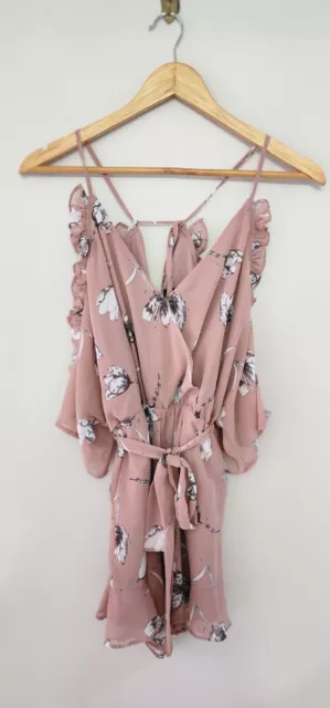 BARDOT Designer Label Women Floral Short Mauve Wide Leg Playsuit Jumpsuit Size 8